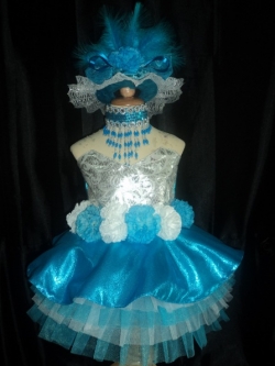 ชุดดรัมเมเยอร์เด็กอนุบาลสีฟ้าสลับขาวรอบอกไม่เกิน25นิ้ว สูงเอวไม่เกิน24นิ้วไม่เกิน130เซนแถม หมวก สร้อย ต่างหู