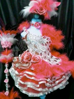 ชุดดรัมเมเยอร์นกยูงเด็กอนุบาลและประถม (แถม หมวก สร้อย ต่างหู)ไม่รวมไม้ดรัมค่ะ