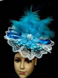 หมวกดรัมเมเยอร์ขนนกสีฟ้า(พร้อมส่ง)