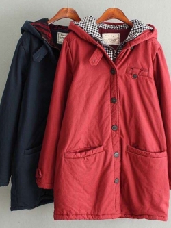 แจ็คเก็ตกันหนาวฮู๊ดลายสก็อต รอบอก 43 นิ้ว