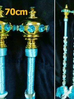 ไม้ดรัมเมเยอร์หัวทองติดพลอย(สีฟ้า)สูง70cm สำหรับเด็กอนุบาล