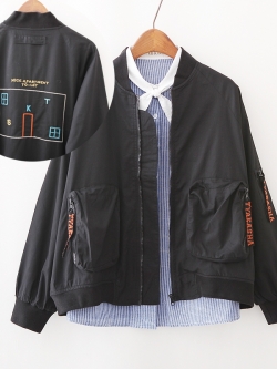 แจ็คเก็ตกันหนาวผ้าคอตตอนปักลาย รอบอก 46 นิ้ว