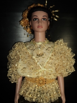 ชุดไทยเสื้อลูกไม้ดิ้นทอง+โจงกระเบนผ้าไหม ราคานี้ไม่รวมเครื่องประดับ