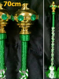 ไม้ดรัมเมเยอร์หัวทองติดพลอย(สีเขียว)สูง70cm สำหรับเด็กอนุบาล