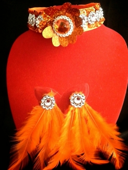 สร้อบเซทดรัมเมเยอร์สีส้ม+ต่างหูสีส้ม*พร้อมส่ง*