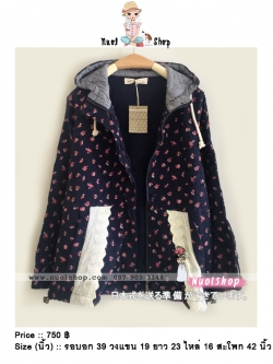 แจ็คเก็ตผ้าฝ้ายนุ่มลายดอกไม้ whip cream รอบอก 39 นิ้ว