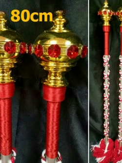 ไม้ดรัมเมเยอร์หัวทองติดพลอย(สีแดง)สูง80cm สำหรับเด็กอนุบาล