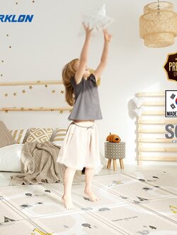 แผ่นรองคลาน Parklon แบบพับได้ PE Folding Mat ลาย Rameng Beige ขนาด 140*200 หนา 1.0cm