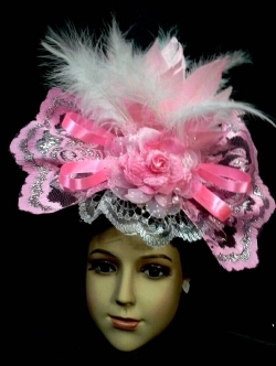 หมวกดรัมเมเยอร์ขนนกสีชมพูหวาน(พร้อมส่ง)