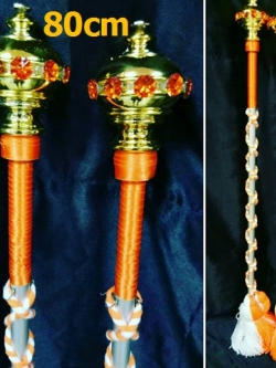 ไม้ดรัมเมเยอร์หัวทองติดพลอย(สีส้ม)สูง80cm สำหรับเด็กอนุบาล