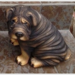 ตุ๊กตาสุนัข จากปูนปลาสเตอร์ พันธุ์ชาเป่ย (Sharpei)