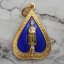 หลวงพ่อวัดบ้านแหลม เหรียญใบโพธิ์ข้างกนก ปี2532 เนื้อกะไหล่ทอง ลงยาสีน้ำเงิน